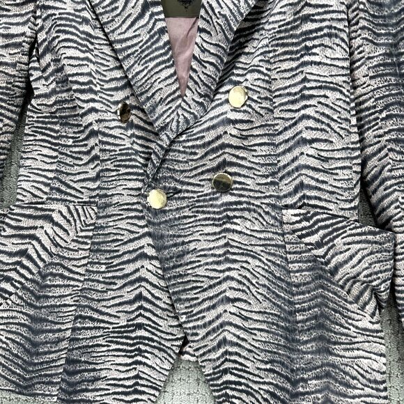 TOV Holy G Blazer Womens Size 38 US 2-4 Black Pink Satin Animal Print Pockets - Picture 5 of 11